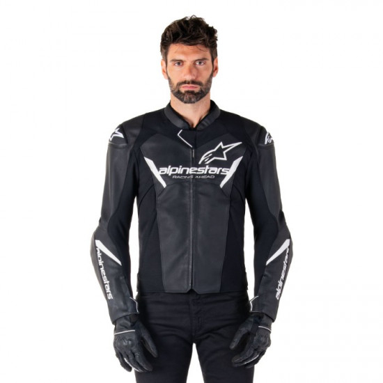 Alpinestars Faster V3 Leather Jacket Black White Mens Motorcycle Jackets - SKU 31035251250