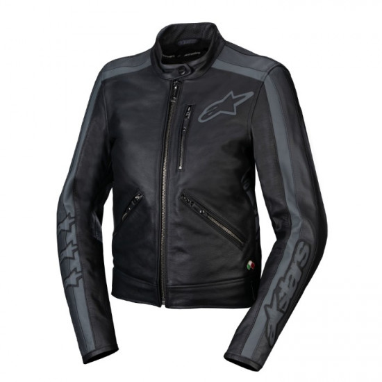 Alpinestars Stella Dyno Leather Jacket Black Tar Grey