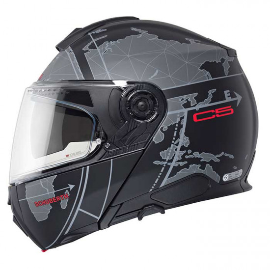 Schuberth C5 Globe Black Flip Front Motorcycle Helmets - SKU 910C5GLOBEBK53 from RaceLeathers Motorcycle Clothing