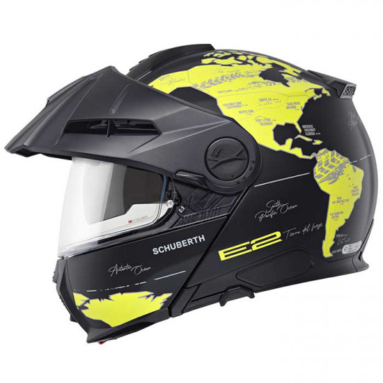 Schuberth E2 Atlas Yellow Flip Front Motorcycle Helmets - SKU 910E2ATYW53 from RaceLeathers Motorcycle Clothing