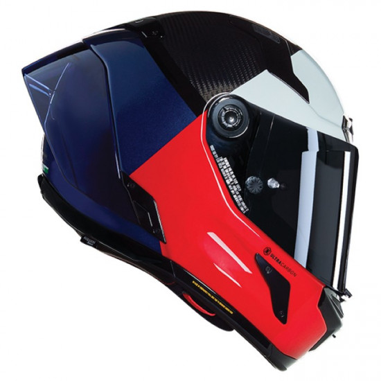 Nolan X-804 RS Blocco 348 Carbon Red White Blue Full Face Helmets - SKU 550/840008503480