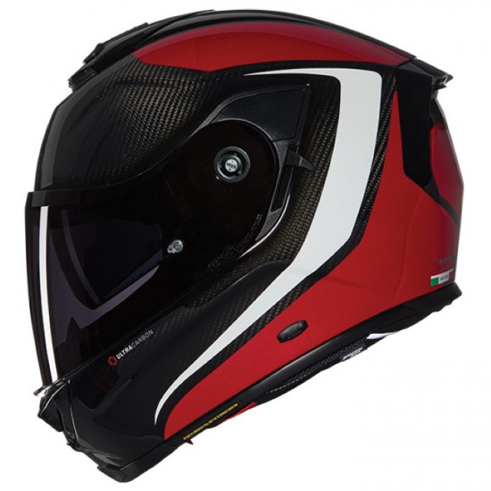 Nolan X-903 Ultra Carbon Intrigo 345 Carbon White Red Full Face Helmets - SKU 551/9U0009173450