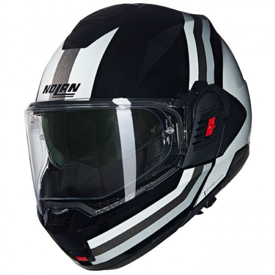 Nolan N120-1 Lineo  348 Black White Silver Flip Front Motorcycle Helmets - SKU 551/1F0007323480