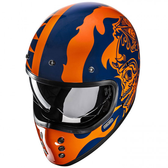 HJC V60 Flame MC27 Blue Orange Full Face Helmets - SKU V60FO2XL from RaceLeathers Motorcycle Clothing