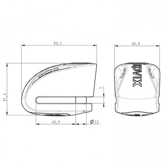 Kovix KNX Alarmed Disc Lock 12mm Stainless Steel Security - SKU KOVKNX12 from RaceLeathers Motorcycle Clothing