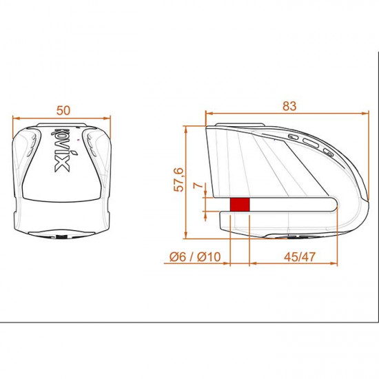 Kovix KNX Alarmed Disc Lock 6mm Brush Metal Security - SKU KOVKNX6BM from RaceLeathers Motorcycle Clothing