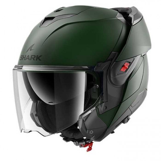 Shark OXO Matt Green Flip Front Motorcycle Helmets - SKU 235/HE8701E/G021 from RaceLeathers Motorcycle Clothing