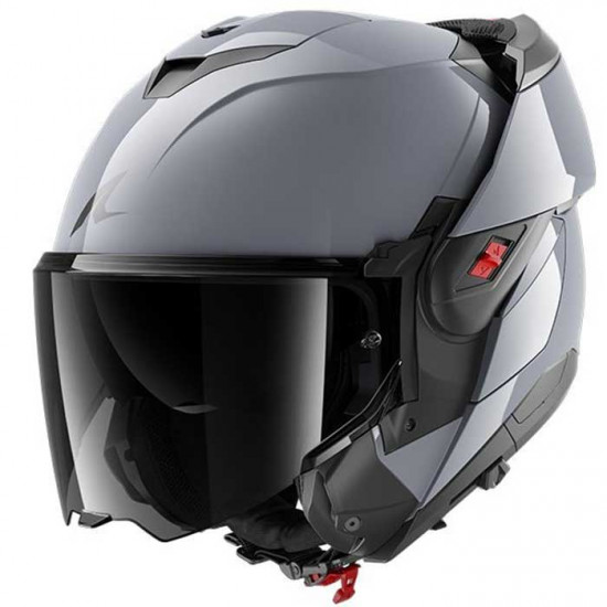 Shark OXO Dark Shadow S05 Grey Flip Front Motorcycle Helmets - SKU 235/HE8702E/S051 from RaceLeathers Motorcycle Clothing