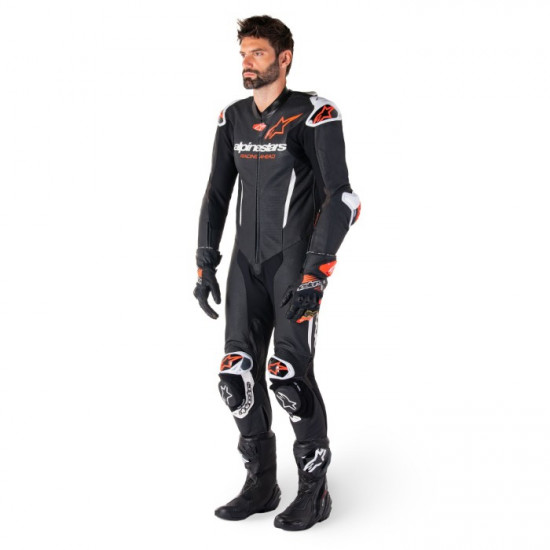 Alpinestars GP-R7 1 Pc Leather Suit Black White Red Fluo Leather Suits - SKU 3150125123148 from RaceLeathers Motorcycle Clothing