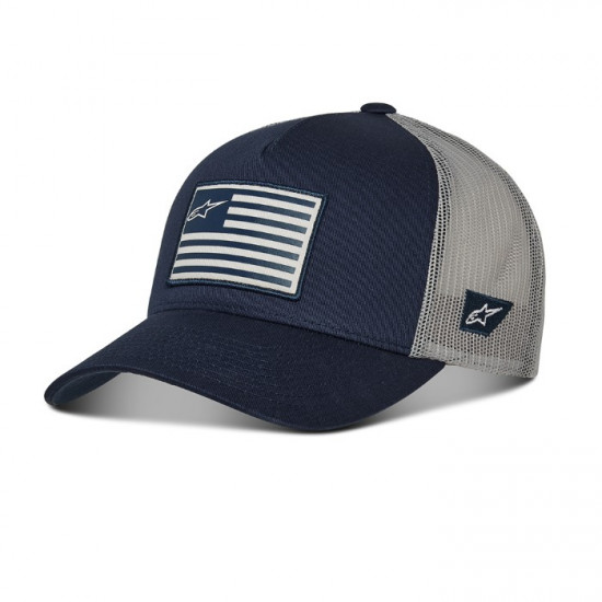 Alpinestars Flag Snapback Hat Navy Grey Casual Wear - SKU 1211810137011 from RaceLeathers Motorcycle Clothing