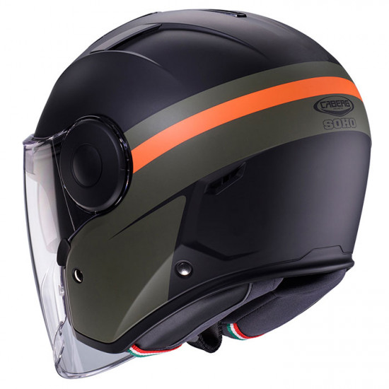 Caberg Soho Zephir Matt Black Military Green Orange Open Face Helmets - SKU 0841260 from RaceLeathers Motorcycle Clothing