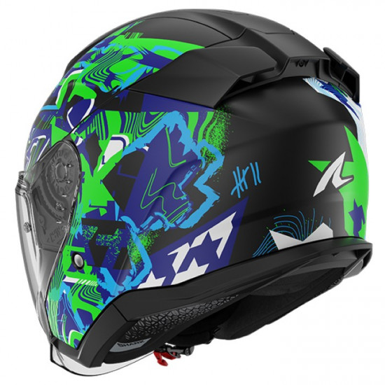 Shark Skwal Jet Pranz Matt Black Green Blue Open Face Helmets - SKU 235/HE3811E/KGB1 from RaceLeathers Motorcycle Clothing