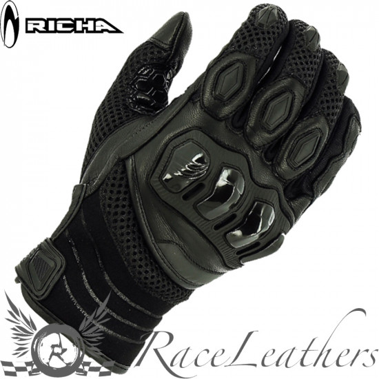 Richa Turbo Black Mens Motorcycle Gloves - SKU 081/TURB/BK/02
