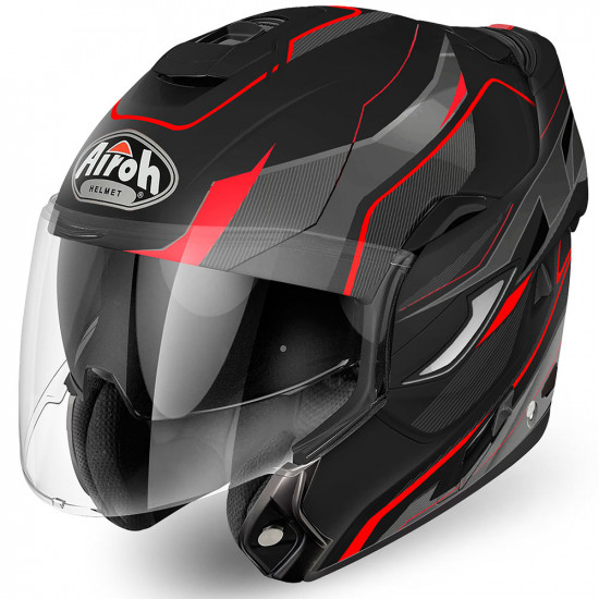 Airoh Rev - Revolution Black Red Flip Front Motorcycle Helmets - SKU ARH046L