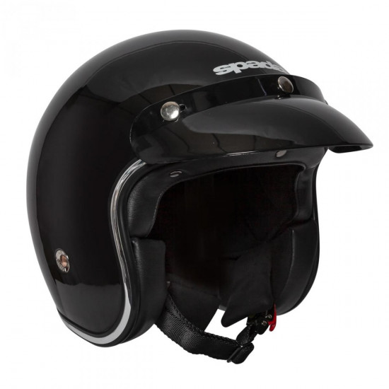 SPADA OPEN FACE CLASSIC GLOSS BLACK X-SMALL HELMET Open Face Helmets - SKU 0156265