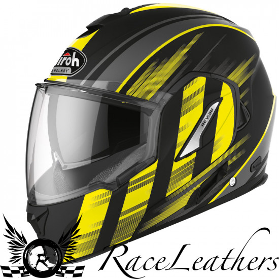 Airoh Rev19 Ikon Matt Black Yellow Helmet Flip Front Motorcycle Helmets - SKU ARH125L