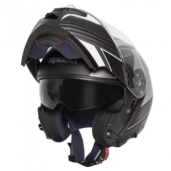 SPADA ORION WHIP MATT BLACK/SILVERX-SMALL HELMET Flip Front Motorcycle Helmets - SKU 0762831