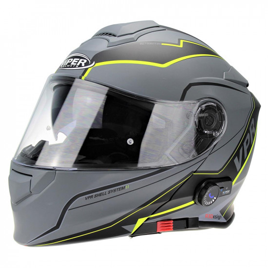 Viper RSV171 BL+ 3.0 Zone Matt Grey Yellow Flip Front Motorcycle Helmets - SKU A175ZoneMattGreyYellowXS