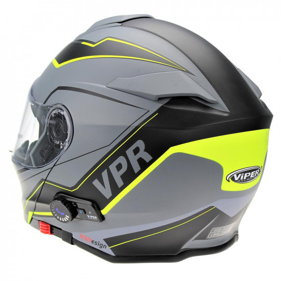 Viper RSV171 BL+ 3.0 Zone Matt Grey Yellow Flip Front Motorcycle Helmets - SKU A175ZoneMattGreyYellowXS