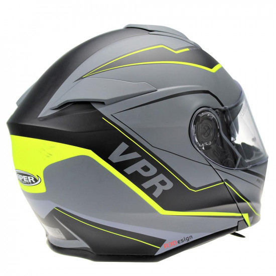 Viper RSV171 BL+ 3.0 Zone Matt Grey Yellow Flip Front Motorcycle Helmets - SKU A175ZoneMattGreyYellowXS