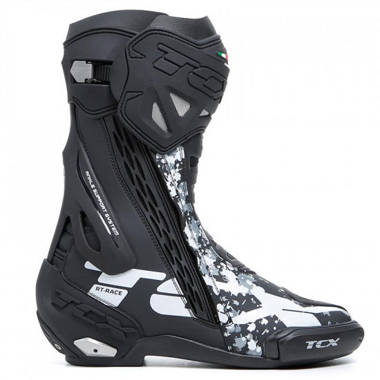 TCX RT-Race Black White Grey Mens Motorcycle Racing Boots - SKU 130/7669/NBG/38