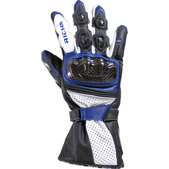 Richa Ravine Leather Sports Gloves Black Blue Mens Motorcycle Gloves - SKU 081/RAVINE/BU/02