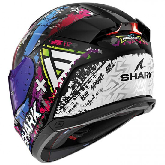 Shark Skwal I3 Hellcat White Blue Violet + Free Iridium Pink Visor Full Face Helmets - SKU 210/HE0828E/KUB1