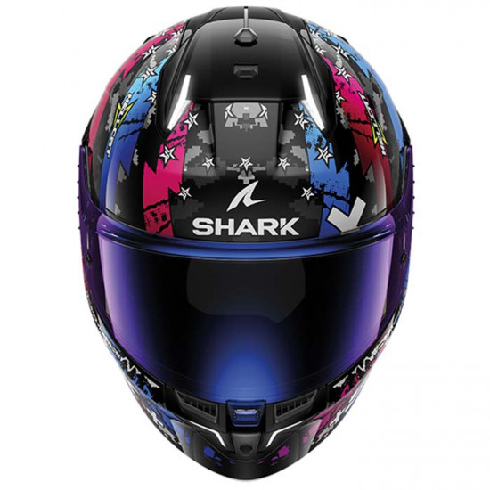 Shark Skwal I3 Hellcat White Blue Violet + Free Iridium Pink Visor Full Face Helmets - SKU 210/HE0828E/KUB1