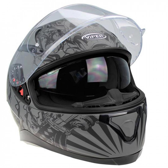 Viper RSV95 Skull Grey Full Face Helmets - SKU A225SkullGreyXS