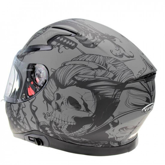 Viper RSV95 Skull Grey Full Face Helmets - SKU A225SkullGreyXS